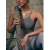 imageLASLULU Womens Sports Bra Seamless Long Crop Tank Racer Back Spaghetti Strap Workout Yoga Bra Padded Halter Neck Casual TopsGrey