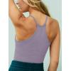 imageLASLULU Womens Sports Bra Seamless Long Crop Tank Racer Back Spaghetti Strap Workout Yoga Bra Padded Halter Neck Casual TopsHazy Lilac