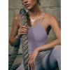 imageLASLULU Womens Sports Bra Seamless Long Crop Tank Racer Back Spaghetti Strap Workout Yoga Bra Padded Halter Neck Casual TopsHazy Lilac