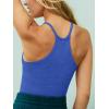 imageLASLULU Womens Sports Bra Seamless Long Crop Tank Racer Back Spaghetti Strap Workout Yoga Bra Padded Halter Neck Casual TopsKlein Blue