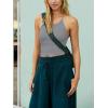 imageLASLULU Womens Sports Bra Seamless Long Crop Tank Racer Back Spaghetti Strap Workout Yoga Bra Padded Halter Neck Casual TopsLight Grey