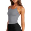 imageLASLULU Womens Sports Bra Seamless Long Crop Tank Racer Back Spaghetti Strap Workout Yoga Bra Padded Halter Neck Casual TopsLight Grey