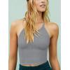 imageLASLULU Womens Sports Bra Seamless Long Crop Tank Racer Back Spaghetti Strap Workout Yoga Bra Padded Halter Neck Casual TopsLight Grey