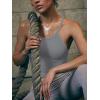 imageLASLULU Womens Sports Bra Seamless Long Crop Tank Racer Back Spaghetti Strap Workout Yoga Bra Padded Halter Neck Casual TopsLight Grey