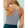 imageLASLULU Womens Sports Bra Seamless Long Crop Tank Racer Back Spaghetti Strap Workout Yoga Bra Padded Halter Neck Casual TopsLight Grey