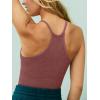 imageLASLULU Womens Sports Bra Seamless Long Crop Tank Racer Back Spaghetti Strap Workout Yoga Bra Padded Halter Neck Casual TopsMarsala