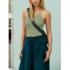 imageLASLULU Womens Sports Bra Seamless Long Crop Tank Racer Back Spaghetti Strap Workout Yoga Bra Padded Halter Neck Casual TopsMint Green