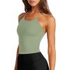 imageLASLULU Womens Sports Bra Seamless Long Crop Tank Racer Back Spaghetti Strap Workout Yoga Bra Padded Halter Neck Casual TopsMint Green