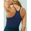 imageLASLULU Womens Sports Bra Seamless Long Crop Tank Racer Back Spaghetti Strap Workout Yoga Bra Padded Halter Neck Casual TopsNavy Blue