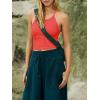 imageLASLULU Womens Sports Bra Seamless Long Crop Tank Racer Back Spaghetti Strap Workout Yoga Bra Padded Halter Neck Casual TopsNeon Orange Red