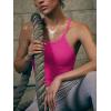 imageLASLULU Womens Sports Bra Seamless Long Crop Tank Racer Back Spaghetti Strap Workout Yoga Bra Padded Halter Neck Casual TopsNeon Rose Red