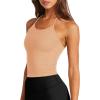 imageLASLULU Womens Sports Bra Seamless Long Crop Tank Racer Back Spaghetti Strap Workout Yoga Bra Padded Halter Neck Casual TopsPeach Fuzz