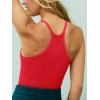 imageLASLULU Womens Sports Bra Seamless Long Crop Tank Racer Back Spaghetti Strap Workout Yoga Bra Padded Halter Neck Casual TopsRuby