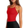 imageLASLULU Womens Sports Bra Seamless Long Crop Tank Racer Back Spaghetti Strap Workout Yoga Bra Padded Halter Neck Casual TopsRuby