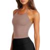 imageLASLULU Womens Sports Bra Seamless Long Crop Tank Racer Back Spaghetti Strap Workout Yoga Bra Padded Halter Neck Casual TopsSienna