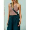 imageLASLULU Womens Sports Bra Seamless Long Crop Tank Racer Back Spaghetti Strap Workout Yoga Bra Padded Halter Neck Casual TopsSienna