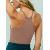 imageLASLULU Womens Sports Bra Seamless Long Crop Tank Racer Back Spaghetti Strap Workout Yoga Bra Padded Halter Neck Casual TopsSienna