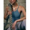 imageLASLULU Womens Sports Bra Seamless Long Crop Tank Racer Back Spaghetti Strap Workout Yoga Bra Padded Halter Neck Casual TopsTeal