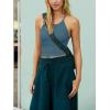 imageLASLULU Womens Sports Bra Seamless Long Crop Tank Racer Back Spaghetti Strap Workout Yoga Bra Padded Halter Neck Casual TopsTeal