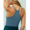imageLASLULU Womens Sports Bra Seamless Long Crop Tank Racer Back Spaghetti Strap Workout Yoga Bra Padded Halter Neck Casual TopsTeal