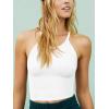 imageLASLULU Womens Sports Bra Seamless Long Crop Tank Racer Back Spaghetti Strap Workout Yoga Bra Padded Halter Neck Casual TopsWhite