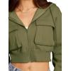 imageLASLULU Womens Zip Up Hoodies Sweatshirts Fleece Cropped Hooded Sweatshirts Zip Jackets 2025 Fashion Trendy Fall OutfitsArmy Green
