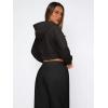 imageLASLULU Womens Zip Up Hoodies Sweatshirts Fleece Cropped Hooded Sweatshirts Zip Jackets 2025 Fashion Trendy Fall OutfitsBlack
