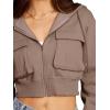 imageLASLULU Womens Zip Up Hoodies Sweatshirts Fleece Cropped Hooded Sweatshirts Zip Jackets 2025 Fashion Trendy Fall OutfitsLight Coffee