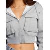 imageLASLULU Womens Zip Up Hoodies Sweatshirts Fleece Cropped Hooded Sweatshirts Zip Jackets 2025 Fashion Trendy Fall OutfitsLight Grey