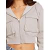 imageLASLULU Womens Zip Up Hoodies Sweatshirts Fleece Cropped Hooded Sweatshirts Zip Jackets 2025 Fashion Trendy Fall OutfitsShell White