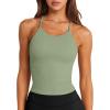 imageLASLULU Womens Sports Bra Seamless Long Crop Tank Racer Back Spaghetti Strap Workout Yoga Bra Padded Halter Neck Casual TopsMint Green
