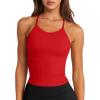 imageLASLULU Womens Sports Bra Seamless Long Crop Tank Racer Back Spaghetti Strap Workout Yoga Bra Padded Halter Neck Casual TopsRuby