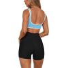 imageLASLULU Sexy Sports Bras for Women V Neck Sleeveless Padded Bra Workout Yoga Crop TopBlue