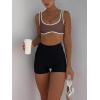 imageLASLULU Sexy Sports Bras for Women V Neck Sleeveless Padded Bra Workout Yoga Crop TopCoffee