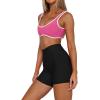 imageLASLULU Sexy Sports Bras for Women V Neck Sleeveless Padded Bra Workout Yoga Crop TopHot Pink