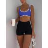 imageLASLULU Sexy Sports Bras for Women V Neck Sleeveless Padded Bra Workout Yoga Crop TopKlein Blue