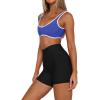 imageLASLULU Sexy Sports Bras for Women V Neck Sleeveless Padded Bra Workout Yoga Crop TopKlein Blue