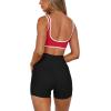 imageLASLULU Sexy Sports Bras for Women V Neck Sleeveless Padded Bra Workout Yoga Crop TopRed