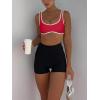 imageLASLULU Sexy Sports Bras for Women V Neck Sleeveless Padded Bra Workout Yoga Crop TopRed