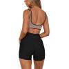 imageLASLULU Sexy Sports Bras for Women V Neck Sleeveless Padded Bra Workout Yoga Crop TopSienna
