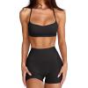 imageLASLULU Womens Adjustable Spaghetti Straps Sports Bra Sweetheart Neck Wireless Padded Workout Yoga Crop TopsBlack