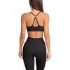 imageLASLULU Womens Adjustable Spaghetti Straps Sports Bra Sweetheart Neck Wireless Padded Workout Yoga Crop TopsBlack
