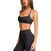 imageLASLULU Womens Adjustable Spaghetti Straps Sports Bra Sweetheart Neck Wireless Padded Workout Yoga Crop TopsBlack