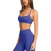 imageLASLULU Womens Adjustable Spaghetti Straps Sports Bra Sweetheart Neck Wireless Padded Workout Yoga Crop TopsKlein Blue