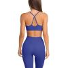 imageLASLULU Womens Adjustable Spaghetti Straps Sports Bra Sweetheart Neck Wireless Padded Workout Yoga Crop TopsKlein Blue