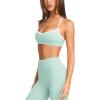 imageLASLULU Womens Adjustable Spaghetti Straps Sports Bra Sweetheart Neck Wireless Padded Workout Yoga Crop TopsMint Green