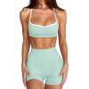 imageLASLULU Womens Adjustable Spaghetti Straps Sports Bra Sweetheart Neck Wireless Padded Workout Yoga Crop TopsMint Green