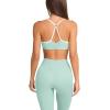 imageLASLULU Womens Adjustable Spaghetti Straps Sports Bra Sweetheart Neck Wireless Padded Workout Yoga Crop TopsMint Green