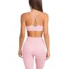 imageLASLULU Womens Adjustable Spaghetti Straps Sports Bra Sweetheart Neck Wireless Padded Workout Yoga Crop TopsPink