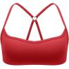 imageLASLULU Womens Adjustable Spaghetti Straps Sports Bra Sweetheart Neck Wireless Padded Workout Yoga Crop TopsRed